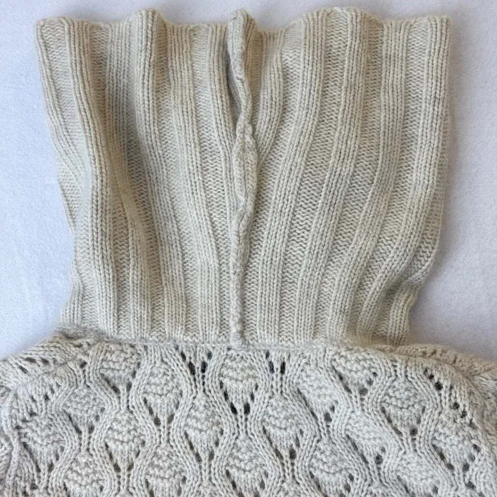 Cynthia Rowley Beige Angora Wool Blend Cowl Neck Cable Knit Sweater Dress XS - Picture 4 of 13